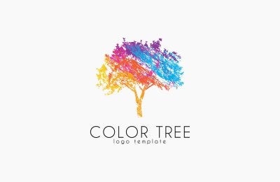 colored tree logo with white background