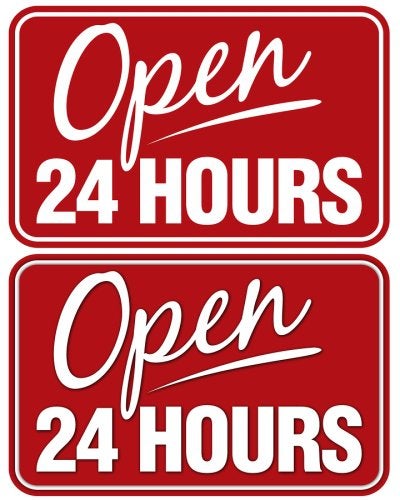 open 24 hours sign